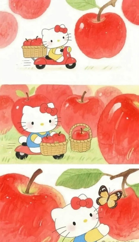 红苹果 ×HelloKitty聊天背景图 甜度爆表的少女心桌面